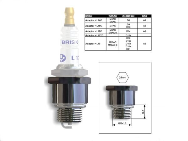 Spark Plug Thread Adaptor Insert M18 to M14 With Seal Ring