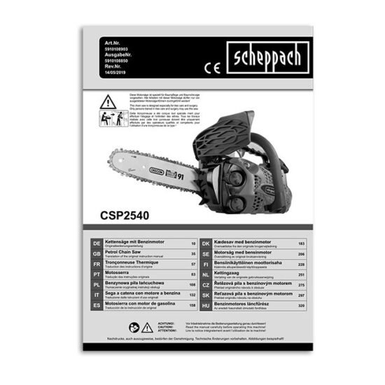 Scheppach-CSP2540-Chainsaw-Instruction-Book-Printed-Manual-1.jpg Scheppach CSP2540 Chainsaw Instruction Book Printed Manual